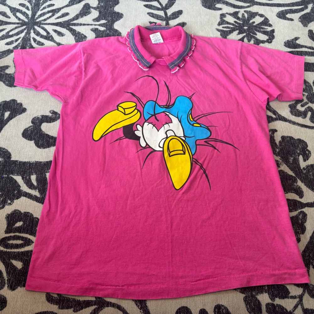 Vintage Mickey & Co Minnie Mouse Pink Shirt Ruffle Collar‎ One Size USA (959)